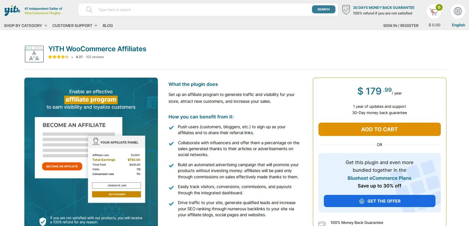 YITH WooCommerce Affiliates referral program plugin for WordPress stores