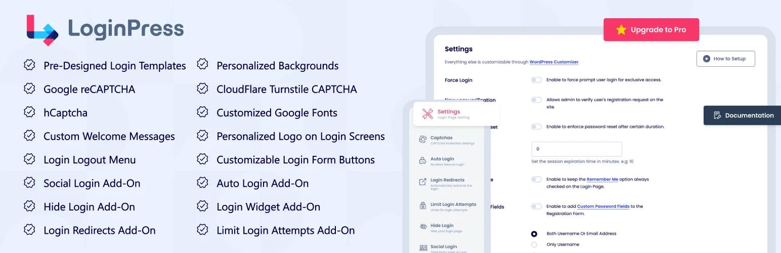 LoginPress WordPress plugin banner from the WordPress.org plugin repository