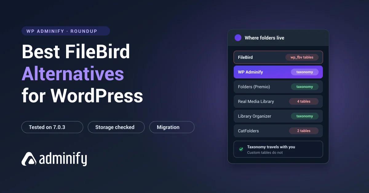 Best FileBird alternatives for WordPress - where each media folder plugin stores its folders