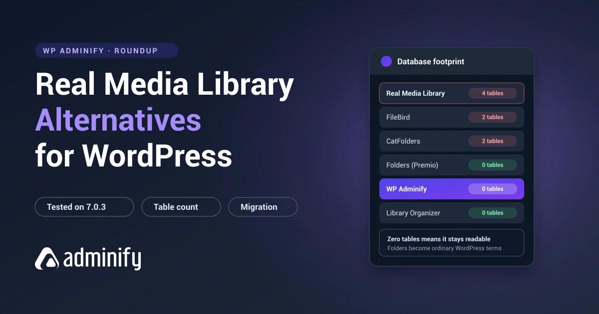 Real Media Library alternatives - database footprint of each WordPress media folder plugin