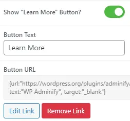 Button for WordPress notification bar