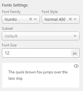 Font settings for WordPress notification bar