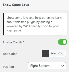 Show some love option for login customizer