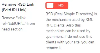 remove RSD link from head source
