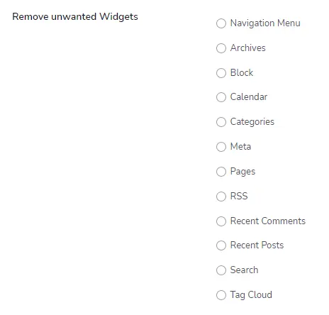 Remove unwanted sidebar widgets