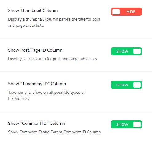 Custom thumb admin column and post id column